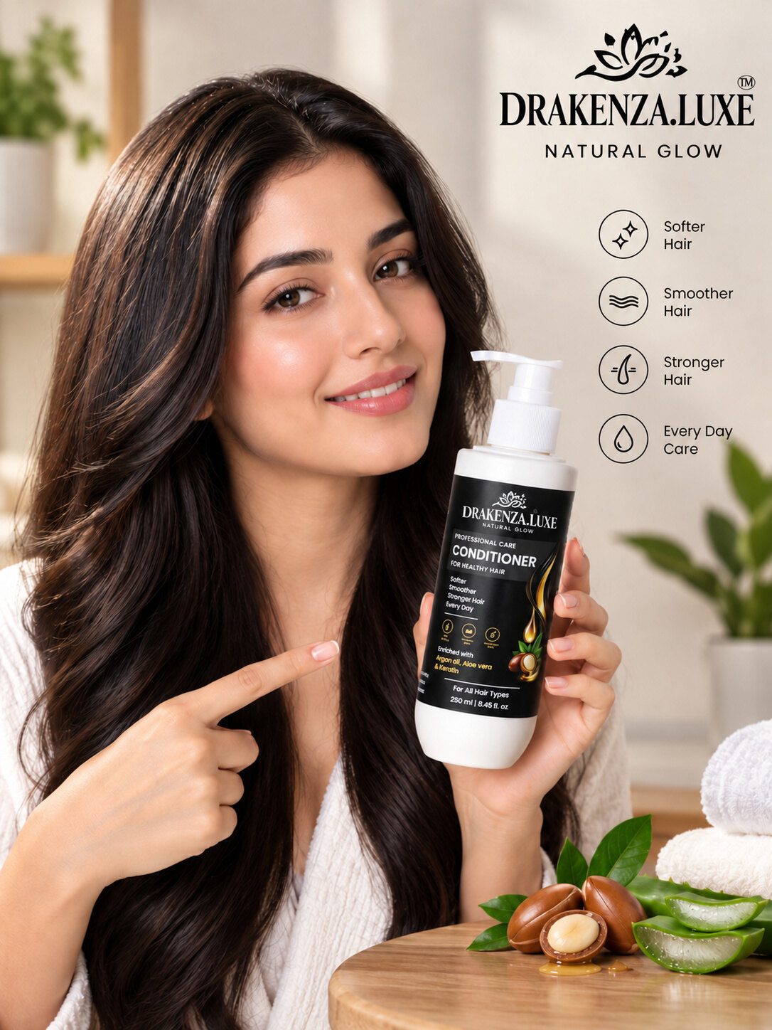DRAKENZA.LUXE Professional Care Conditioner — Argan Oil, Aloe Vera & Keratin